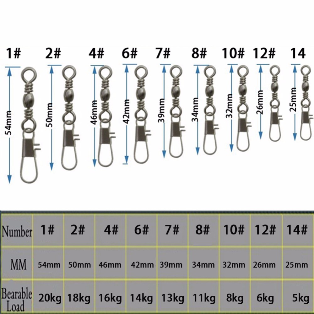 100PCS-4-6-7-81012-14-Interlock-Snap-Ball-Bearing-Swivel-Rolling-Solid-Rings-Fishing-Connector-Boat--32751708659