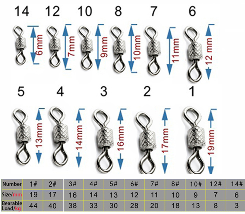 100pcs-Copper-Fishing-Connector-Swivels-Knurling-Ball-Bearing-Swivel-With-Safety-Snap-Solid-Rolling--32779359555