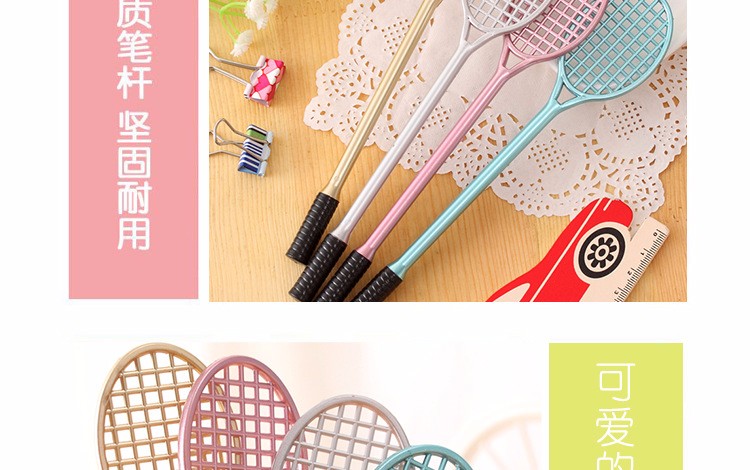 12-PiecesLot-Lovely-Badminton-Racquet-Shape-Gel-Pens-195cm-Kawaii-School-Supplies-Material-Escolar-S-32740692955