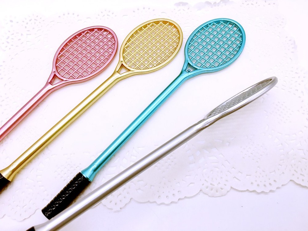 2016-1x-Badminton-racket-shape-creative-students-Gel-Ink-pen-038mm-office-stationery-learning-suppli-32745458853
