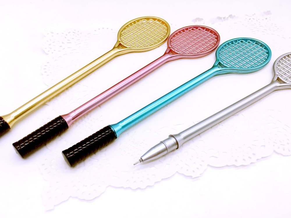 2016-1x-Badminton-racket-shape-creative-students-Gel-Ink-pen-038mm-office-stationery-learning-suppli-32745458853