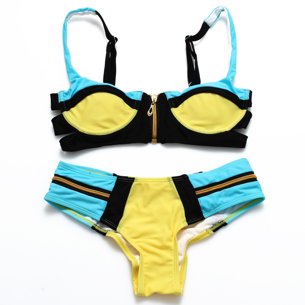 2016-Bandage-top-Padded-Bikini-Women-Beach-Swimwear-Neon-Color-Block-Patchwork-Zipper-Swimsuit-Push--2043049614