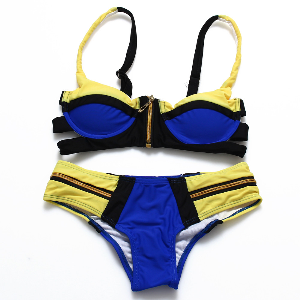 2016-Bandage-top-Padded-Bikini-Women-Beach-Swimwear-Neon-Color-Block-Patchwork-Zipper-Swimsuit-Push--2043049614
