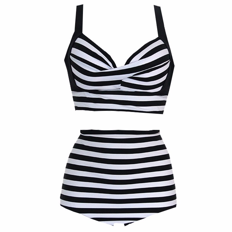 2016-New-Bikinis-High-Waist-Swimsuit-Women-Plus-Size-Swimwear-Large-Size-Print-Vintage-Retro-Plaid-B-32758537227