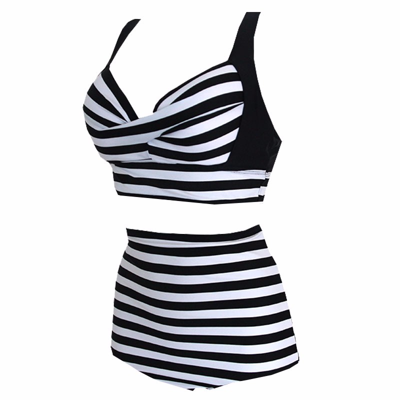 2016-New-Bikinis-High-Waist-Swimsuit-Women-Plus-Size-Swimwear-Large-Size-Print-Vintage-Retro-Plaid-B-32758537227