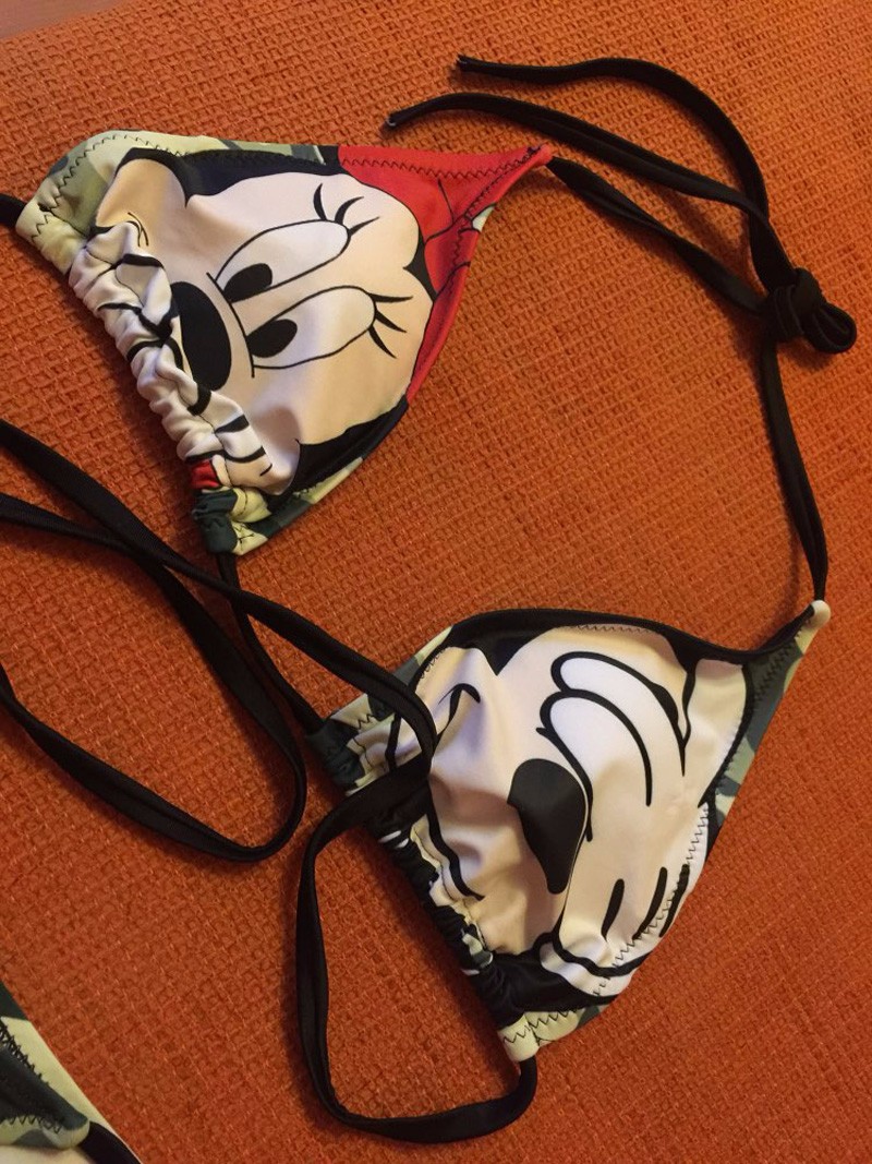 2017-Women39s-Mickey-Cartoon-Print-Sling-Thongs-Triangle-Bikinis-Set-Swimwear-Swimsuit-Summer-Beachw-32782242382