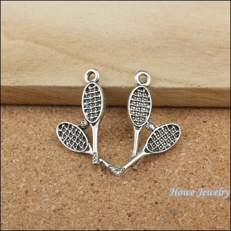 25-pcs-Vintage-zinc-alloy-Antique-Silver-Badminton-Racket-pendant-fit-Bracelet-Necklace-metal-jewelr-32358049564