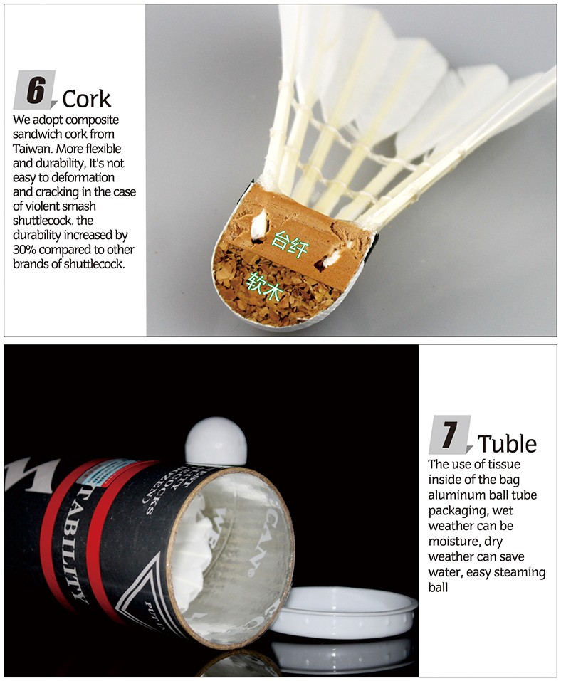 Free-shipping-Original-WECAN-badminton-shuttlecock-SEIVER-Feather-Shuttlecock-Best-grade-duck-feathe-32570450092