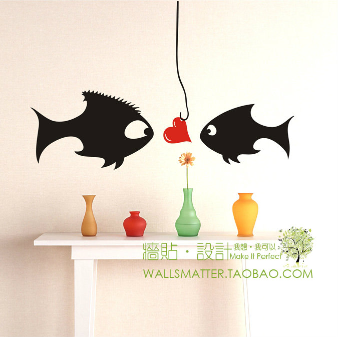 quotCartoon-kissing-fishquot-romantic-Wedding-room-bedroomliving-room-sofa-TV-background-decorative--1127164814