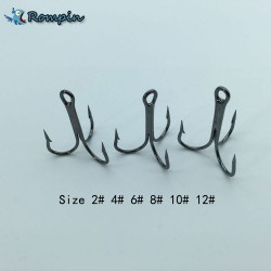 20pc/lot 2/4/6/8/10/12# Fishing Hook High Carbon Steel Treble Hooks Fishing Tackle Black Color Fishing Equipment