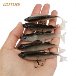 Goture 5pcs/lot Grey Soft Lure 8.5cm 16g Wobblers Artificial Bait Silicone Fishing Lures Sea Bass Carp Fishing Lead Fish Jig
